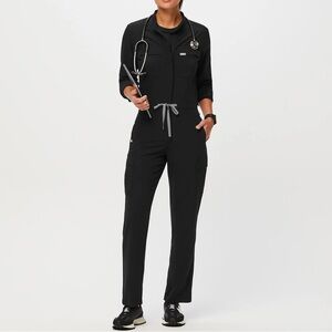 FIGS Chantal Cargo Scrub Jumpsuit in Black, Size XS